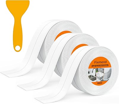 Fixmend 3 Rolls Bath Sealant Tape Self Adhesive 126in Waterproof White