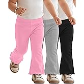 LessonZoo 3 Pack Flare Pants for Baby Girls Toddler Lightweight Straight Leg Bell Bottoms Infant Stretchy Ruffle Leggings