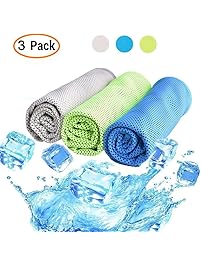 Cooling Towel 3 PACK, Cooling Towels for Sports, Fitness, Yoga, Pilates, Gym, Golf, Hiking, Biking and More, 40 x 12 inch