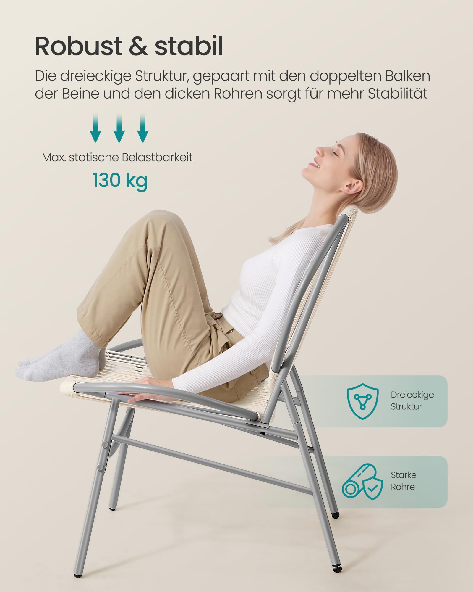 SONGMICS Balkonmöbel, 3er Set, Gartenmöbel-Set, aus PE-Polyrattan, Outdoor, mit Tisch, 2 Stühlen, für Terrasse, Garten, Balkon, Taubengrau GGF021GZ01 5