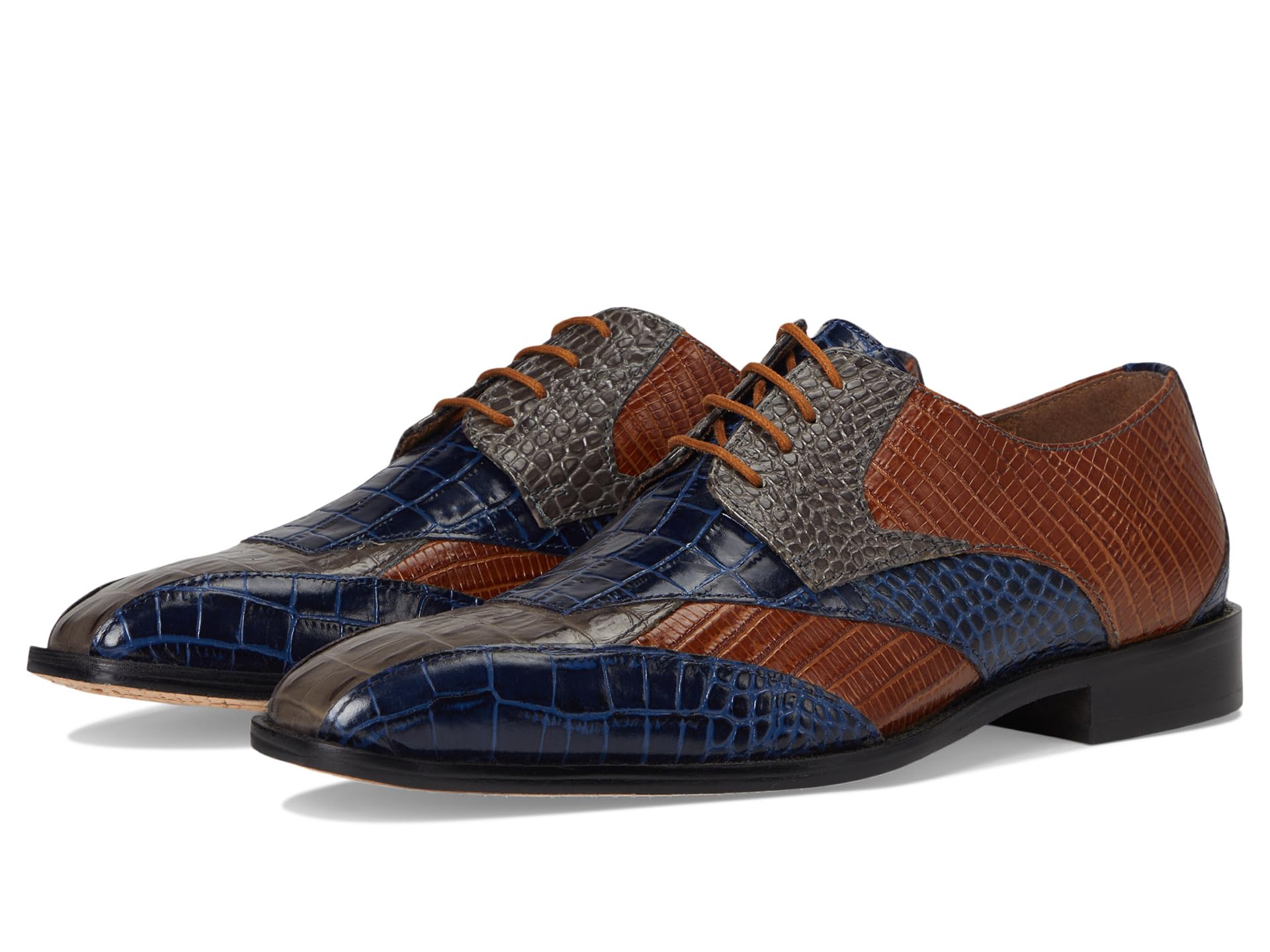 Stacy Adams Tristano Bike Toe Lace-Up Gray Multi 14 M