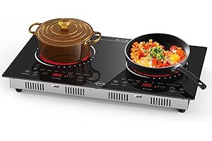 HOBSIR HOB Hobsir 2 Burner Electric Cooktop 110v, 2000W, Electric Stove Top Burner, 24 Inch Countertop and Built-in Hot Plate Stove with Plug, LED Touch, Menu, Safety Lock for Kitchen Apartment RV Camp Stoves