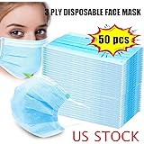 50 PCS Disposable 3-Ply Safety Mask Medical Surgical Mask Face Mask Viral Mask Dental Earloop Polypropylene Masks for Personal Health