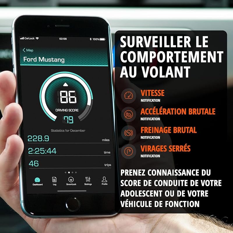 Basic 4G Traceur GPS. Alarme & Antivol Voiture. Trace Votre Voiture en Temps Réel et Vous Avertit Immédiatement en Cas de Vibration ou de Mouvement Suspect. Connecté