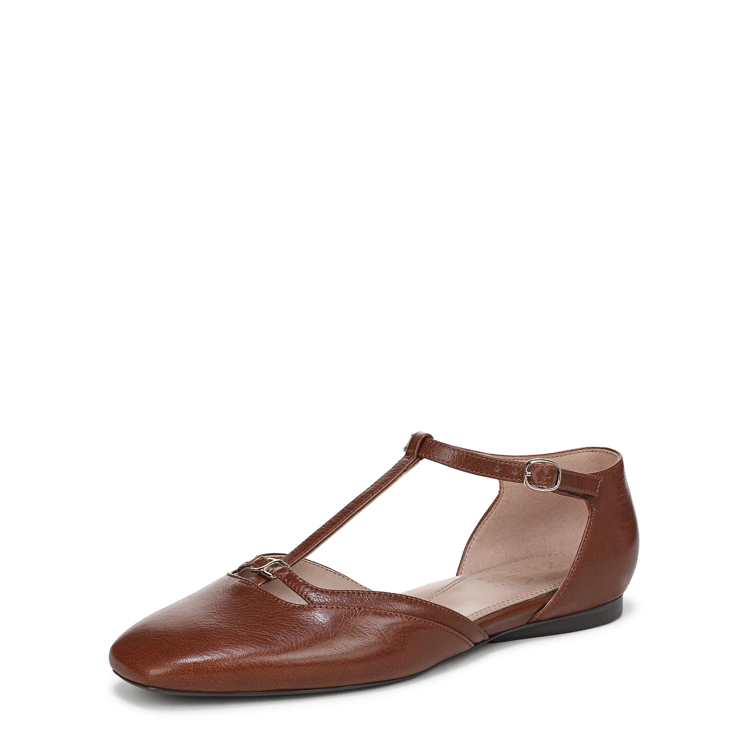 Naturalizer Women’s Caresse Mary Jane Flat Caramel Brown Leather 9 W