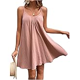 SOLY HUX Women's Sundresses Spaghetti Strap Sleeveless Summer Vacation Swing Flowy Mini Dress