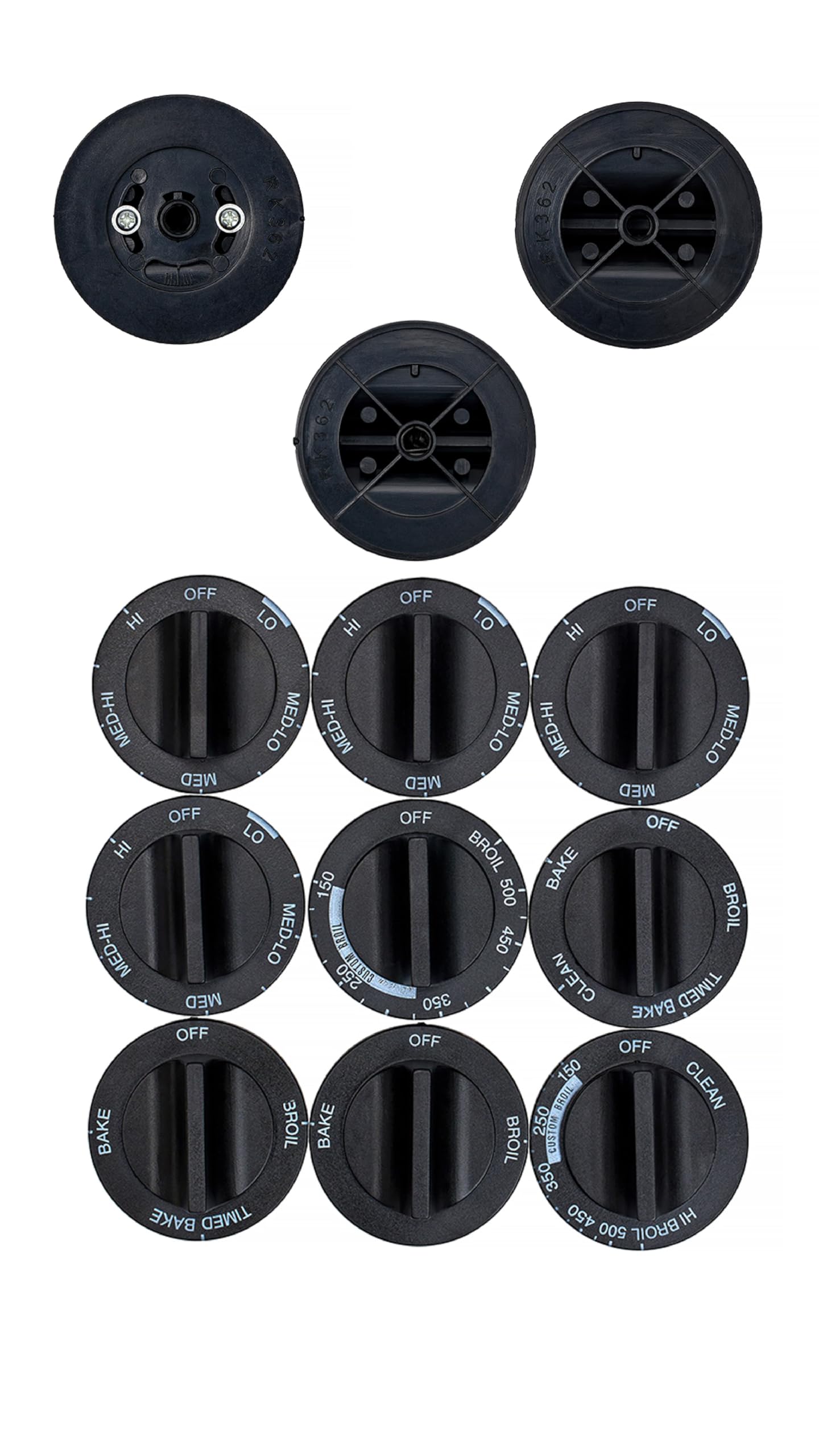 Photo 1 of 814362 Whirlpool Electric Range Burner Oven Knobs - Replacement for AP3139541 PS389194 - Compatible with Whirlpool, Kenmore, Maytag, Amana, Magic Chef, Roper - Set of 9 Knobs