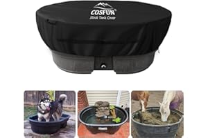 COSFUN 100 Gallon Oval Stock Tank Cover,Waterproof Dust Proof Anti-UV Ice Bath Cover,Keep Stock Tank Clean,Black