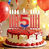 mciskin Happy 4th Birthday Candles Set Blue Red Spider Web Number 4 view 4