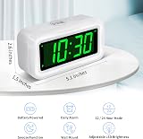 KWANWA Battery Operated Alarm Clock 12/24H LED Dimmer Snooze Portable view 2