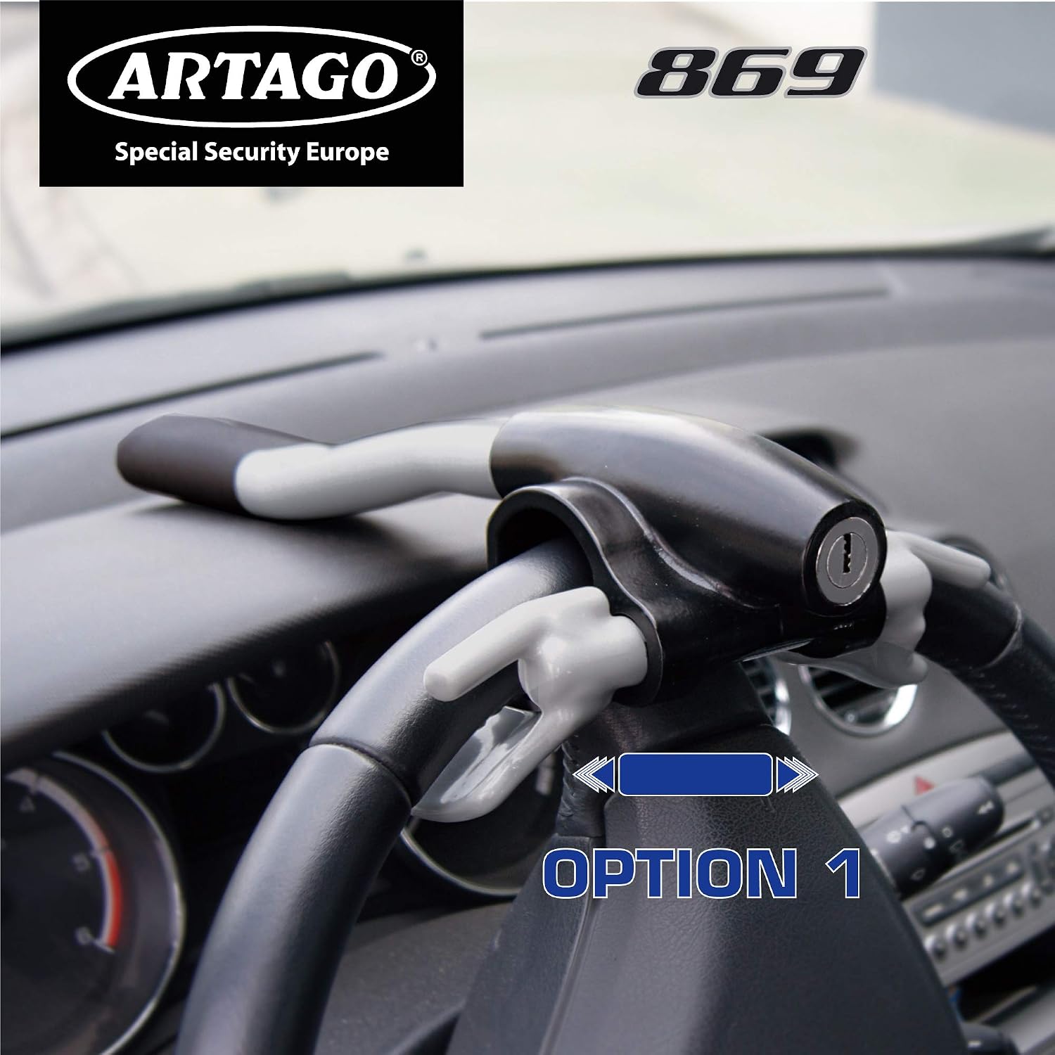 Artago 869 High-End Steering Wheel Lock, Extra Security Around The Spoke, Press & Click Locking More Practical - Image 5