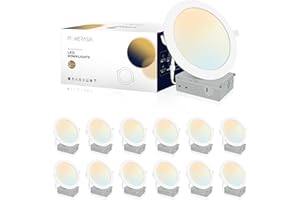 POWERASIA 12 Pack Recessed Lighting 7 Inch with Junction Box, 5CCT 7 Inch LED Recessed Lights Dimmable 2700K/3000K/4000K/5000K/6000K, 16W 1300lm Ultra Thin Recessed Lighting - ETL and Energy Star Certified