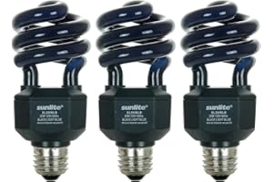 Sunlite 05645-SU CFL Black Light Bulb (BLB), Perfect for Halloween, Spiral Blacklight, 20 Watts, 120 Volts, Medium Base (E26), 463nm, UL Listed, 3 Count (Pack of 1)