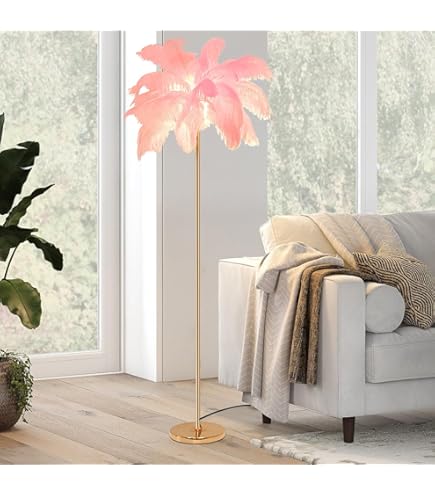 pombconw Ostrich Feather Floor Lamp Mid-Century Gothic Home Decor