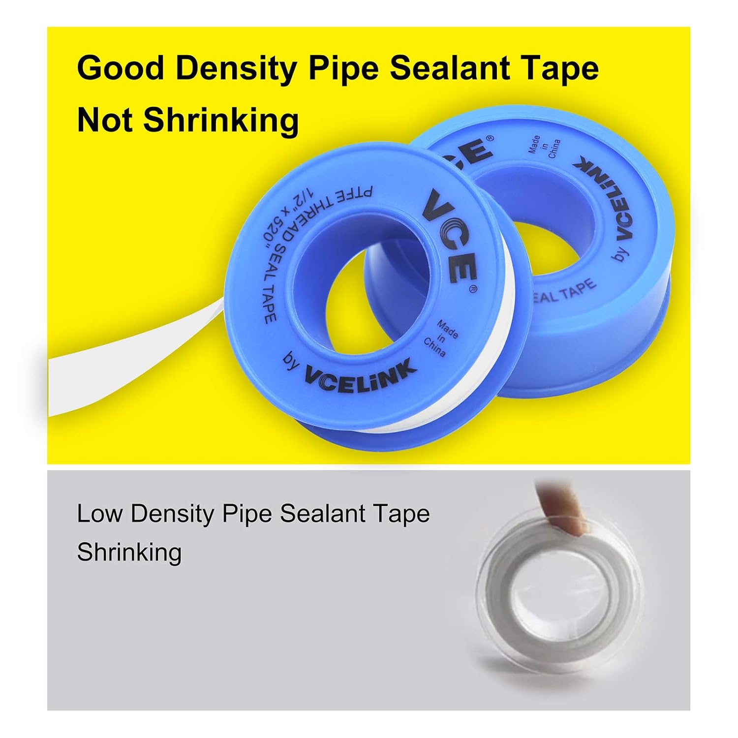 VCELINK PTFE Industrial Sealant Tape Water Plumbers Tape, 520" Length, 1/2" Width, Blue (8 Rolls): Industrial & Scientific