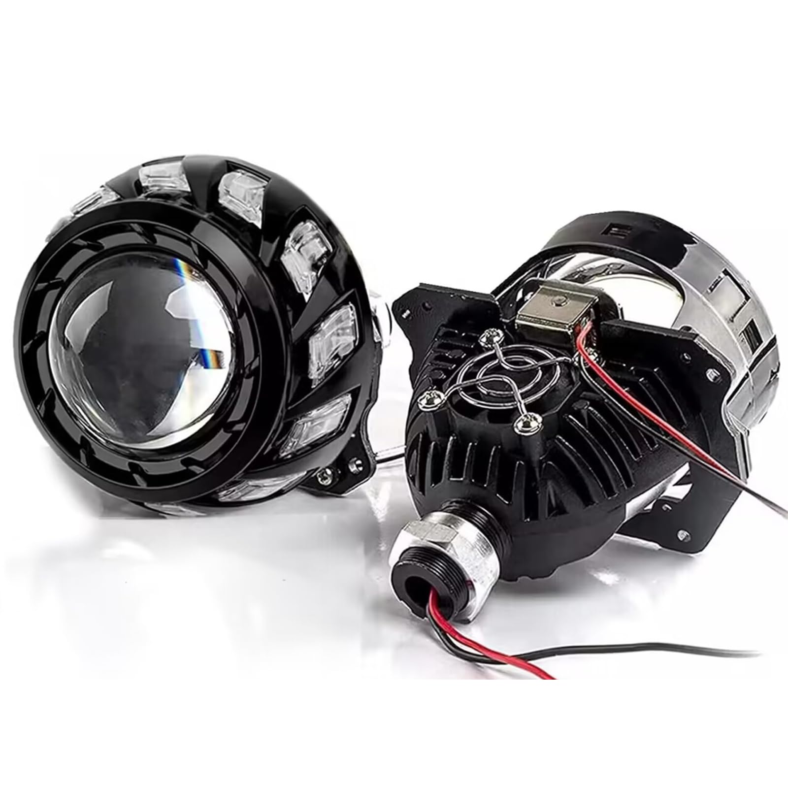 Photo 1 of 3.0 Inch Projector Lens with Spiral Shrouds,Universal Headlight Retrofit Kit with Hi/Low Beam for H1 H4 H7 Car Motorcycle Headlight