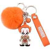 Halloween Skull Keychain Horror Movie Key Rings with Plush & Small Bell