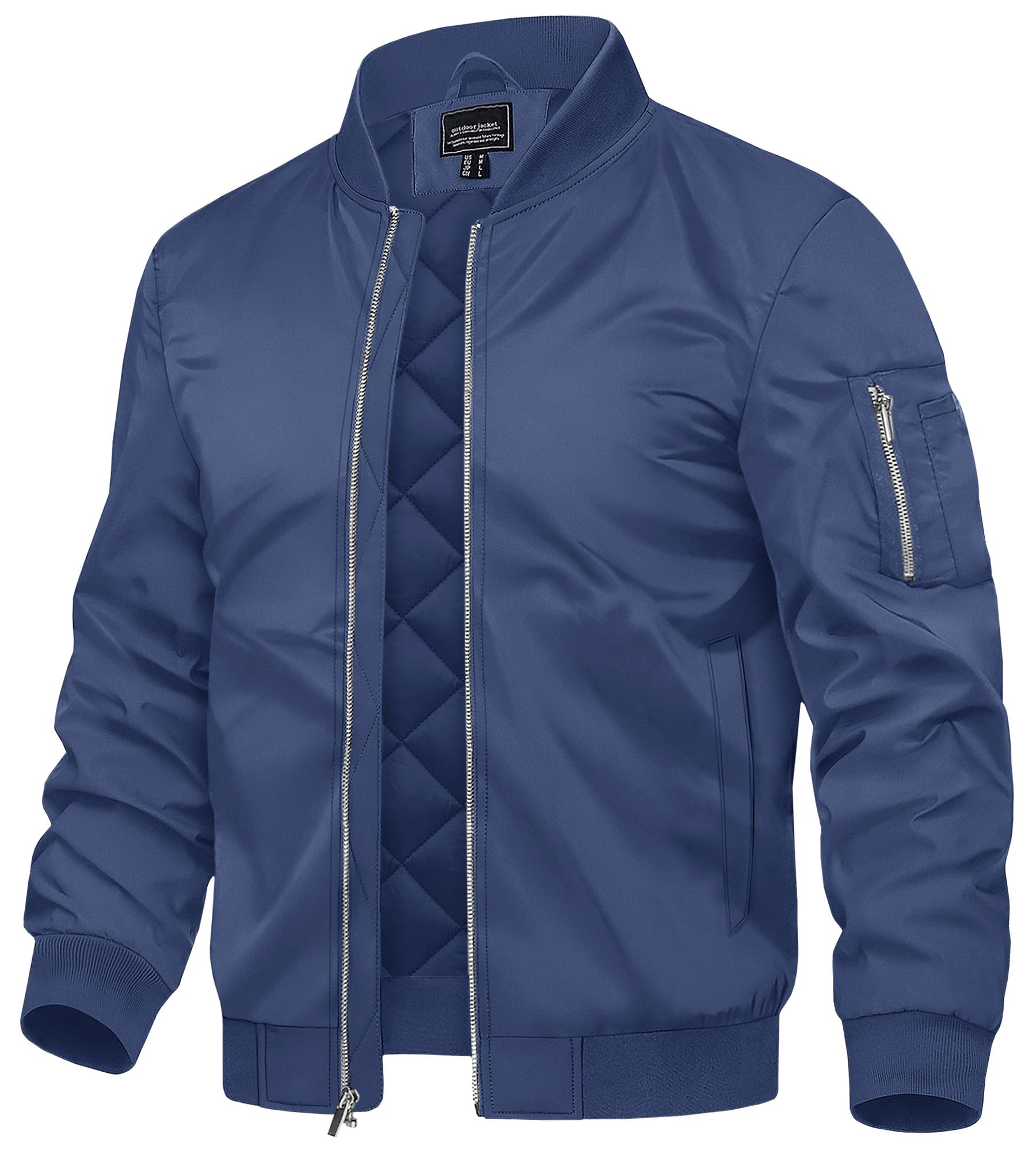 TACVASEN Men's Bomber Jackets Thermal Quilted Jacket Water Resistant Warm Winter Coats RoyalBlue L Image