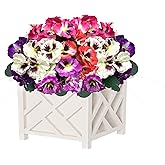 Satefello Artificial Flowers for Outdoors,10 Bundles UV Resistant Fake Silk Pansy Flowers,Summer Pansies Faux Plants Outdoor Decorations for Patio,Garden Porch Planters(Mix-Color)
