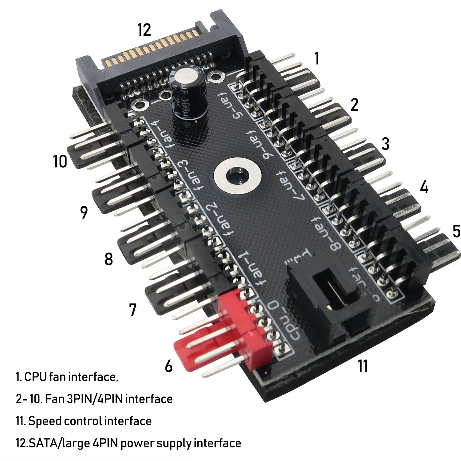 Cpu Hub Mua 1PC PC Chassis Fan Hub CPU Cooling HUB Fan PWM Hub SATA Controller ...