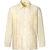 Mens Shirts Guayabera Shirts Cuban Long Sleeve Mexican Shirts for Men
