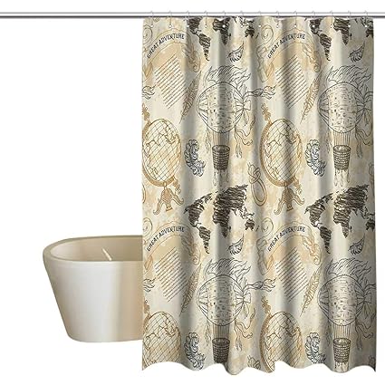 Amazon Com Wanderlust Decor Punch Free Shower Curtain Pattern