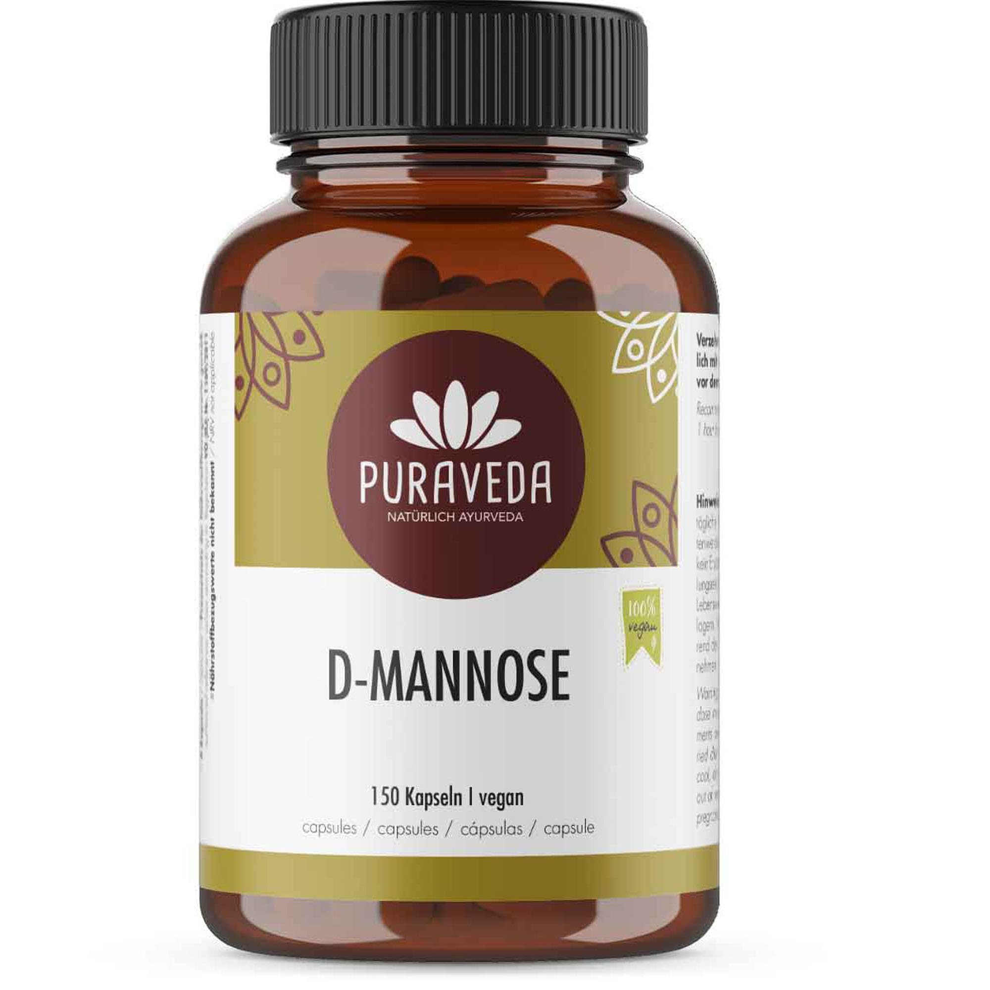 Mannose 150 Capsules - withot additives - vegan - No separating or filling agents - Packed in our manufactory in Germany