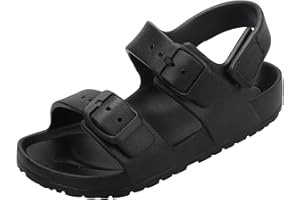 GIWONET Kids Toddler Sandals Boys Girls Double Buckle Slides Summer Shower Beach Pool Water Shoes Slip on Clouds Slippers