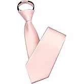 Branduce 3.15"（8cm） Mens Solid Satin Tie Pre-tied Adjustable Zipper Necktie for Business and Wedding