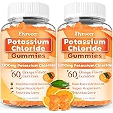 2 Pack Potassium Gummies, Potassium Chloride 1200mg for Adults, Sugar-Free Potassium Supplement Gummies Support Electrolyte Balance & Leg Cramps for Women & Men, Orange Flavor, Vegan, 120 Count
