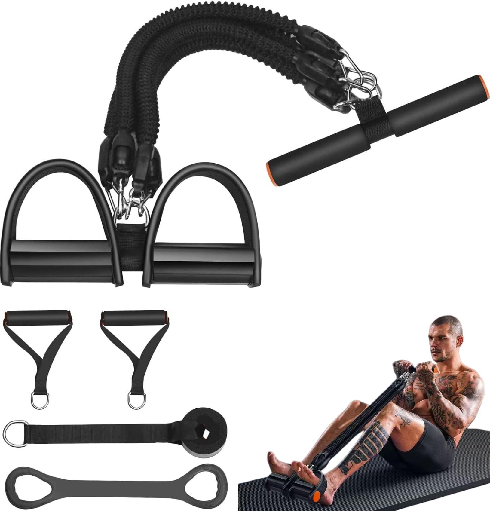 Photo 1 of *USED*
Resistance Bands for Exercise,6-Tube Elastic Yoga Pedal Puller Resistance Band, Natural Latex Tension Rope Fitness Equipment, for Abdomen/Waist/Arm/Leg Stretching Slimming Training (Black Plus)