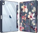 FINTIE Hybrid Case for iPad Air 11 M4/M3/M2 + Pencil Holder Hibiscus