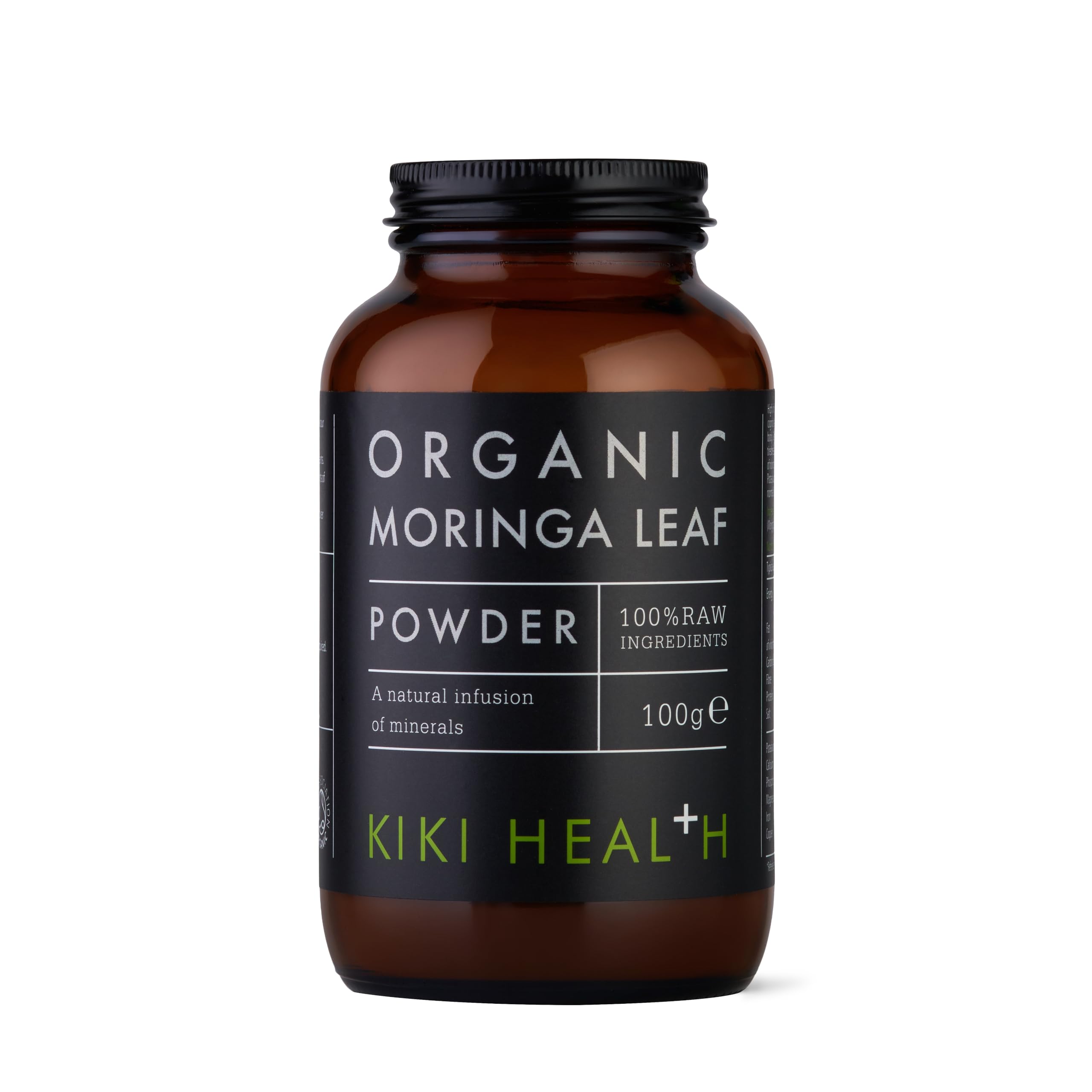 KIKI Health Premium Organic Moringa Leaf Powder - Certified Superfood with Essential Vitamins & Sustainably Sourced for Healthy Living - Conveniently Blends into Smoothies & Dishes - 100g