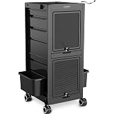 TASALON Lockable Salon Trolley Cart with Wheels and 6 Drawers &amp; 2 Bucket | Hair Trolley for Hair Stylist, Salon Rolling Cart for Extra Storage, Multi-use Cart for Salon, Tattoo, Barber