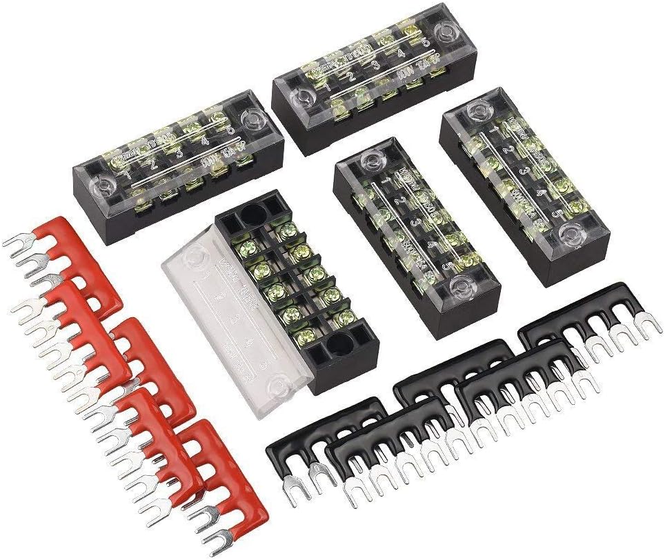 KIMISS Schraubklemmen 5er Set - 6-polige Klemmenleiste 600V 15A