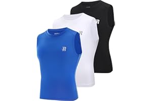 Runhit Boys Sleeveless Compression Shirt Kids Athletic Tank Tops Youth Quick Dry Undershirt for Football Basketball