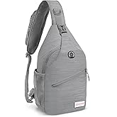ZOMAKE Sling Bag,Small Crossbody Sling Backpack,Water Resistant Shoulder Daypack for Travel,Anti Thief Chest Bag for Hiking(Grey(Stripe))