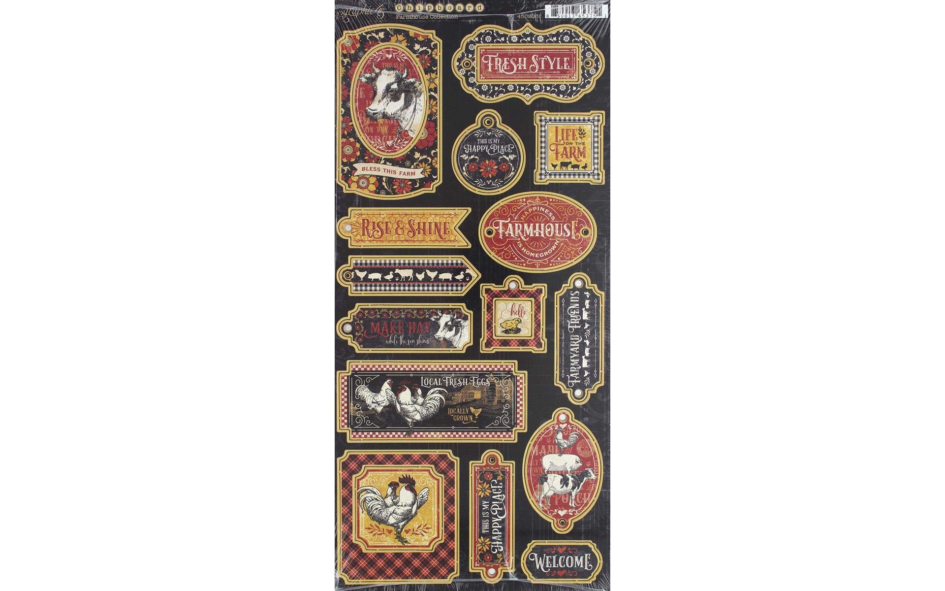 Graphic 45 Farmhouse CHIPBOARD 6X12, Assorted, One Size