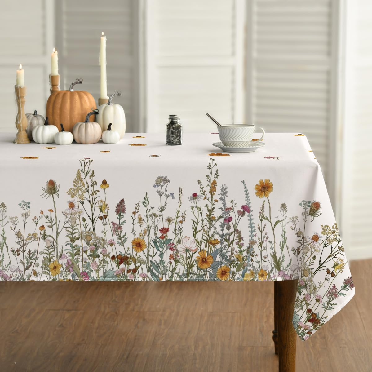 Photo 1 of Horaldaily Fall Tablecloth 60×84 Inch Rectangular, Spring Autumn Harvest Flowers Table Cover for Party Picnic Dinner Decor