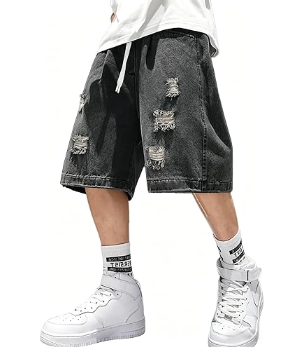 Ponitrack Reverse Pocket Jorts Men Y2k Embroidered Denim Shorts