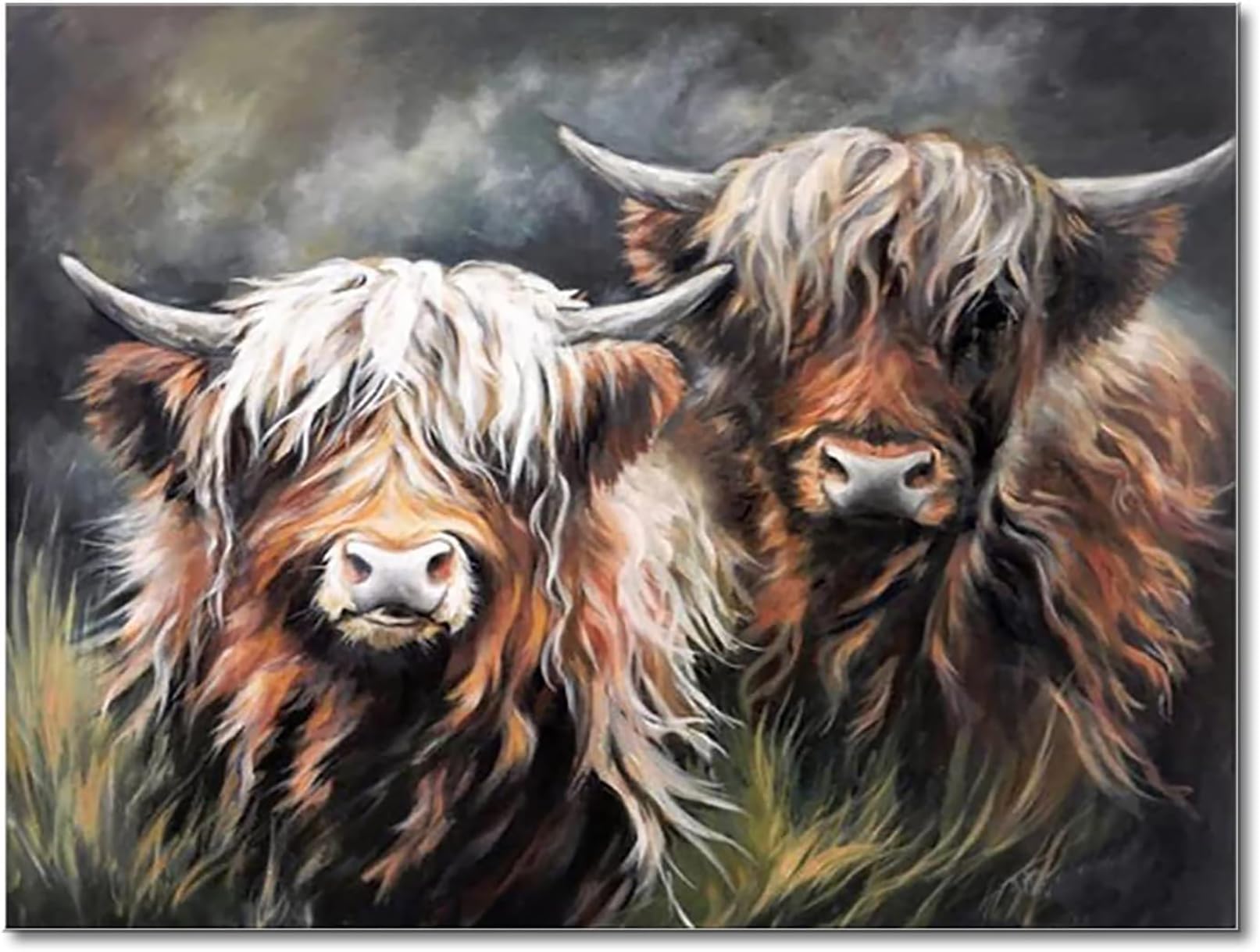 Shukqueen Highland Cow Paint by Numbers for Adults, Beginner, DIY Canvas Painting for Wall Decor, 16X20 Inch, Frameless