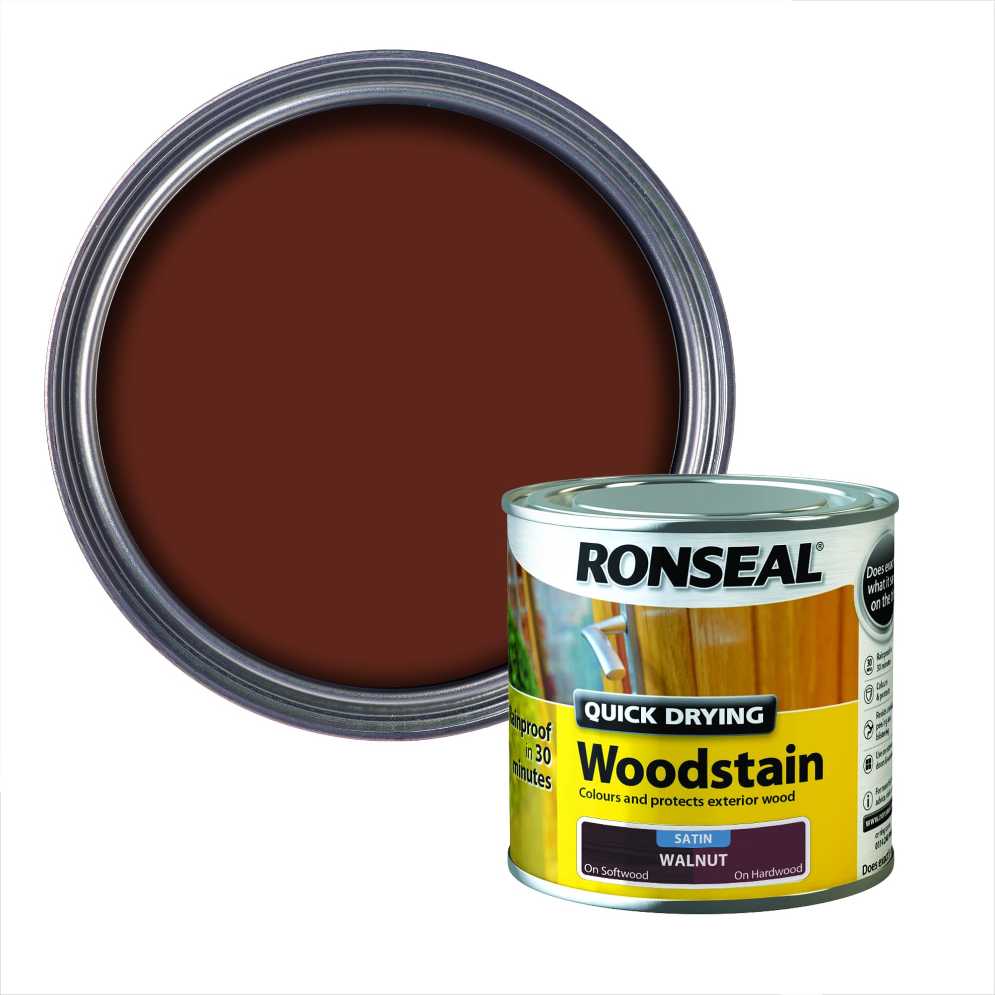 Ronseal QDWSW250 250ml Woodstain Quick Dry Satin - Walnut
