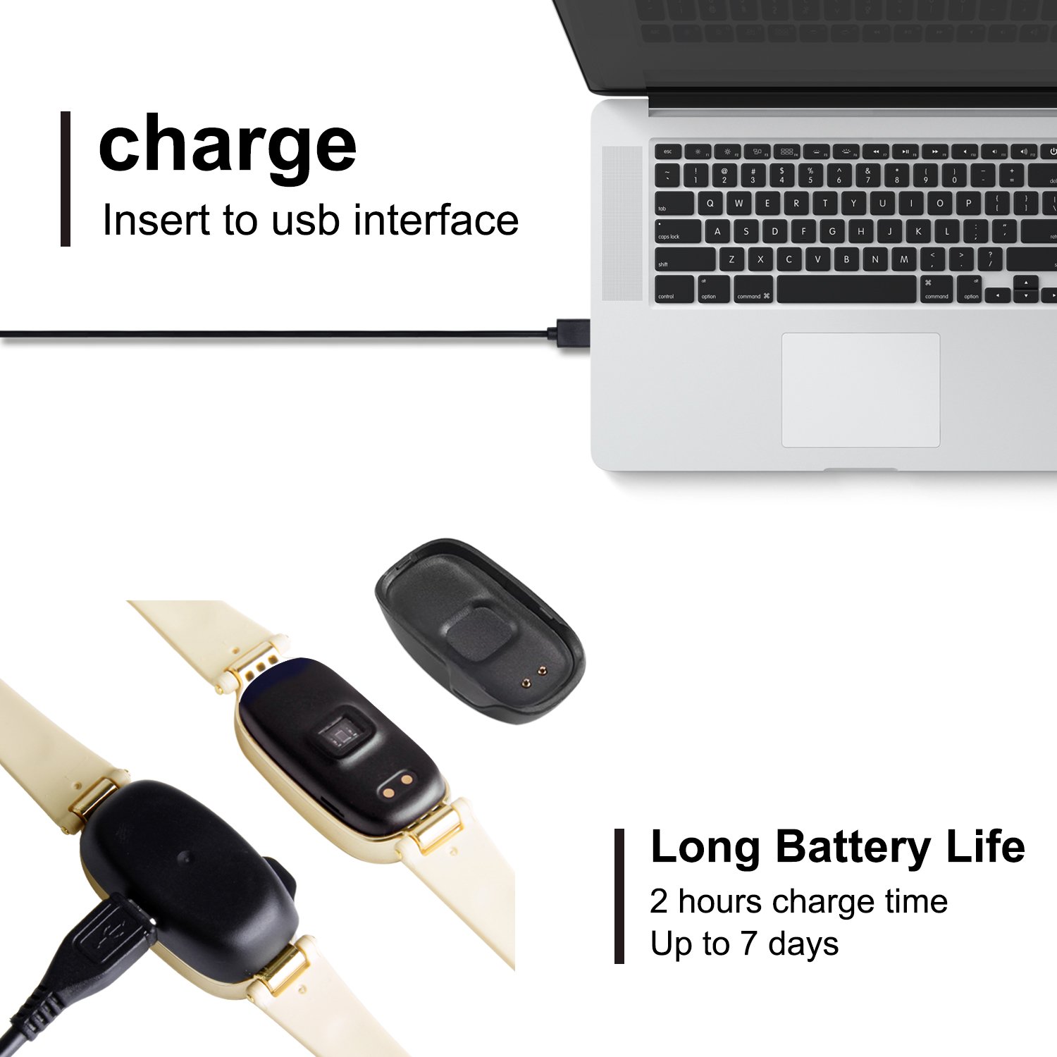 Fitness Tracker, WOWGO Women Sport Tracker Smart Watch Band Bracelet, Heart Rate Monitor Smart Bracelet,Wristband Watch with Health Sleep Activity Tracker Pedometer for iOS Android Phone, Gold