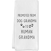 Cilrii Dog Grandma Gifts Kitchen Towels, Pregnancy Baby Announcement for Grandma Dish Tea Towels for Kitchen Decor, Promoted to Grandmother Decorative Hand Towel for Bathroom, 16x24 Inch