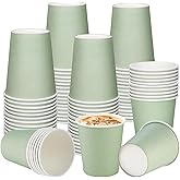 YIDAKO 100Pcs 9oz Sage Green Paper Cups,Disposable Coffee Paper Cup,Green Party Cups Beverage Drinking To Go Cups for Birthday Bridal Shower Wedding Easter St Patricks Baby Shower Party Supplies