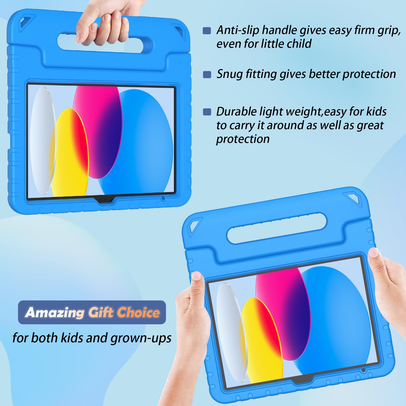 LTROP Kids Case for iPad A16 11th Generation 11-inch 2025/ iPad 10th Generation 10.9-inch 2022 with Screen Protector, Lightweight Shockproof Convertible Handle Stand Cover for iPad 11/10 Gen, Blue