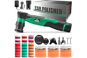 BATOCA S5 Cordless Mini Car Polisher Buffer Machine Dual Action & Rotary Mini Polishing Machine 1x 12V 2A Battery with 1inch 3inch Polishing Pads Kit for Car Motorcycle Deatiling Polish Buffing Clean