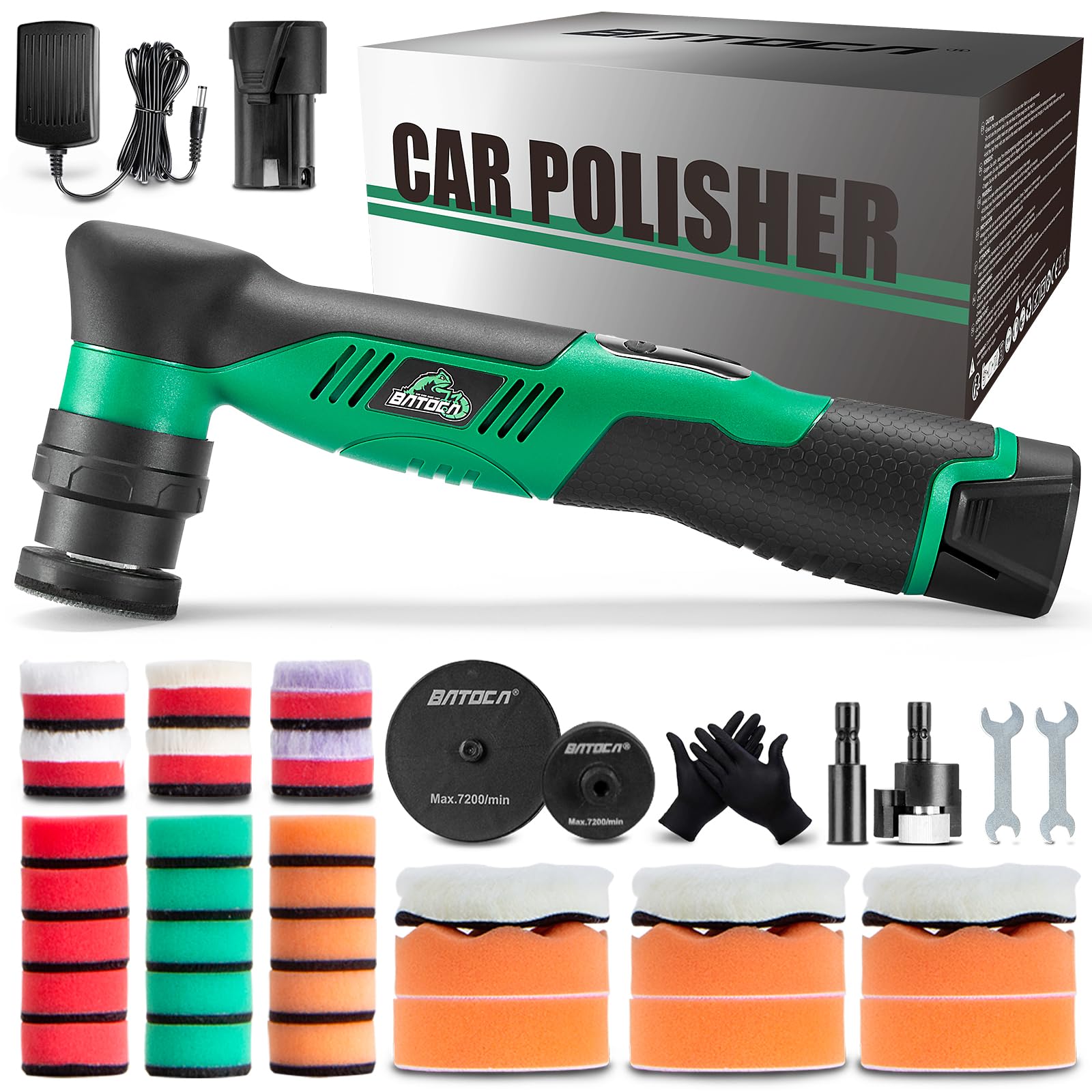 Photo 1 of BATOCA S5 Cordless Mini Car Polisher Buffer Machine Dual Action & Rotary Mini Polishing Machine 1x 12V 2A Battery with 1inch 3inch Polishing Pads Kit for Car Motorcycle Deatiling Polish Buffing Clean