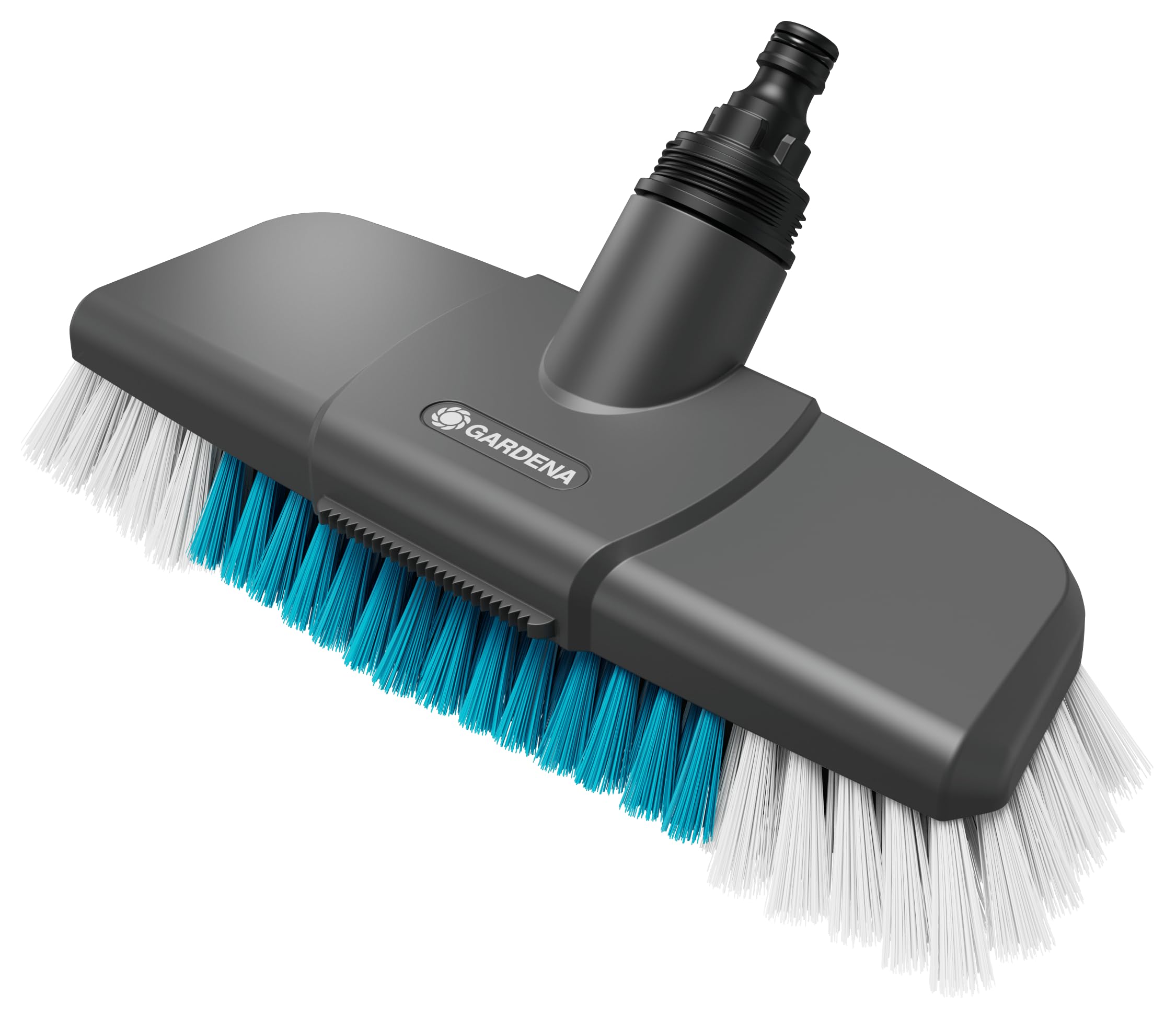 Gardena Cleansystem hard, long-handle brush: for intensive cleaning of non-sensitive surfaces, firm bristles of different lengths, connection to Cleansystem handle, for larger surfaces (18816-20)