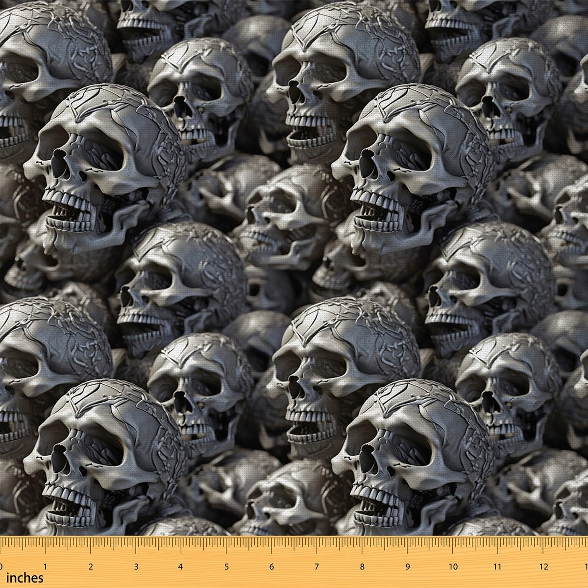 Sugar Skull Upholstery Fabric for Chairs Kids Gothic Skeleton Fabric By The Yard Halloween Themed Waterproof Outdoor Women Men Decor Bones Grey Outdoor 3 Yards (L276*W150cm)…